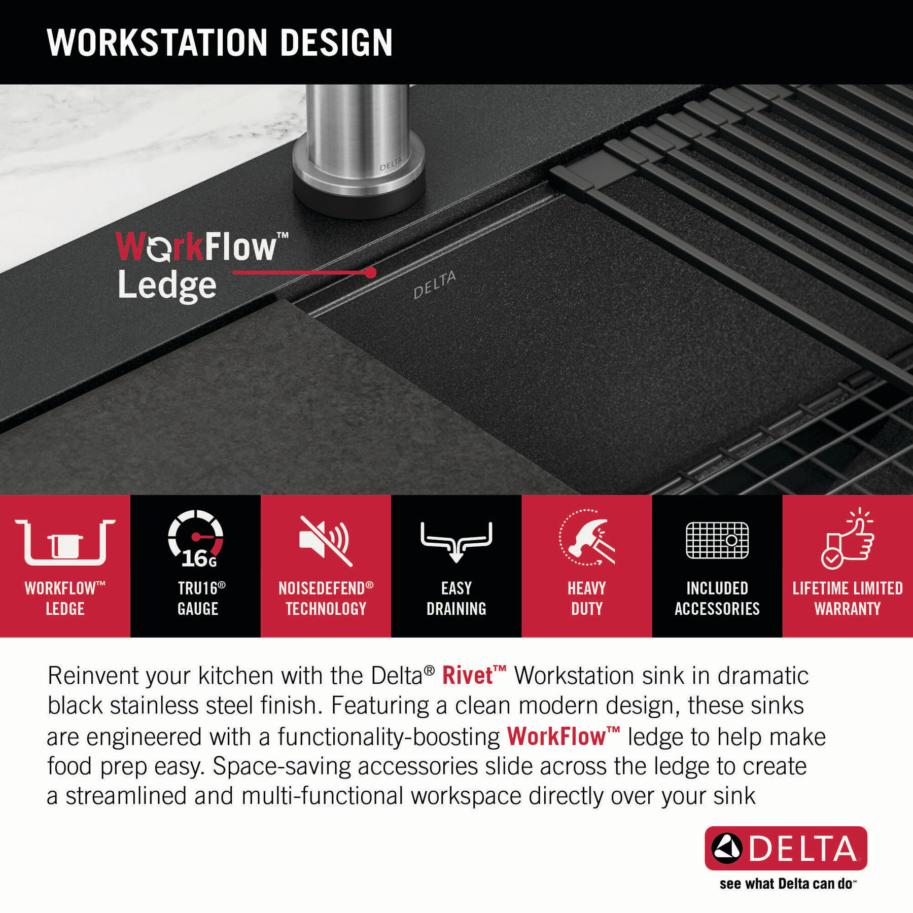 30” Retrofit Farmhouse Apron Front 16 Gauge Workstation Kitchen Sink Single Bowl in with WorkFlow™ Ledge and Accessories for Top Mount Drop-In Installation, image 6